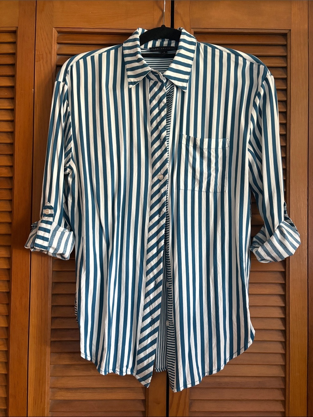 Jane and Delancey Blue and White Striped Button-Down Shirt - Picture 6 of 8
